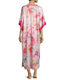 Autumn Floral-Print Long Caftan, Multi