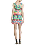 Bridgette Sleeveless V-Neck Mini Dress, Multi Colors