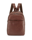 Men's Calf Leather Backpack, Brown