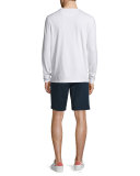 Striped Long-Sleeve Slub Tee, White