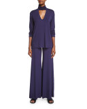 Wide-Leg Jersey Trousers, Nightfall 