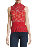 Lace Peplum Sleeveless Top, Scarlett