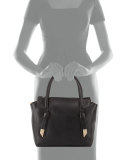 Trillion Leather Satchel Bag, Black