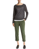Pull-On Tapered Cropped Trousers