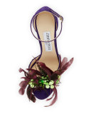Annie Feather Suede 100mm Sandal