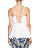 Triple-Bow Peplum Tank, White