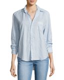 Eileen Long-Sleeve Button-Front Shirt, Light Blue