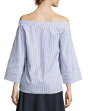 Corvara Striped Off-the-Shoulder Cotton Blouse 