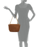 Marion Small Suede Flap Shoulder Bag, River Rock