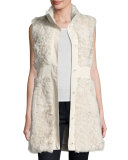 Lamb Leather-Trim Vest, White