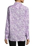 Eileen Floral-Print Shirt, Purple/Green