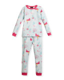 Jersey Mermaid Pajama Set, Aqua/Fuchsia, Size 2T-8