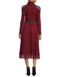 Mikaela Pleated Lace Midi Skirt