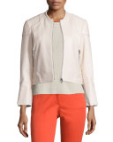 Astor Leather Zip-Front Jacket, Blush