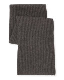 Ribbed Cashmere Scarf, Dark Gray