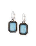 New World Emerald-Cut Blue Quartz Triplet Earrings with Diamonds