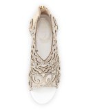Scroll Laser-Cut Crystal 105mm Bootie, White