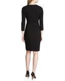 Zoe 3/4-Sleeve Ponte Sheath Dress 