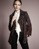 Open-Front Paillette & Lace Jacket, Marsala