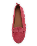 Suede Fringed Moccasin, Rose