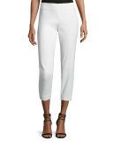Mid-Rise Slim-Leg Cropped Pants, Ivory