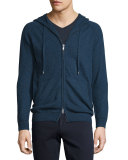 Cashmere Zip-Up Hoodie, Heather Militia