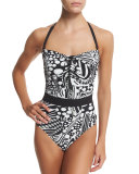 Printed Bandeau One-Piece Swimsuit