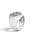 Men's Classic Chain Sterling Silver & Calcite Signet Ring, Size 10