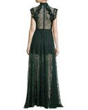 Eleanora Lace Cap-Sleeve Gown