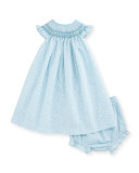 Sleeveless Smocked Bishop Dress, Turquoise, Size 3-24 Months