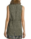 Floral Jacquard Cargo Vest, Military