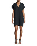 V-Neck Short-Sleeve Popover Shift Dress