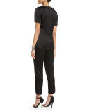 Liquid Crepe Beaded Top, Caviar Multi
