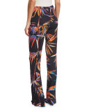 Printed Wide-Leg Palazzo Pants, Black/Multi