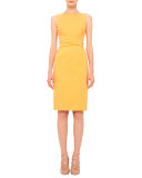Cross-Waist Knit Sheath Dress, Tangerine