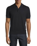 Cotton/Silk Short-Sleeve Polo Shirt, Black
