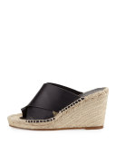 Suraya Crisscross Leather Espadrille Mule, Black