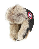 Coyote-Fur Aviator Hat, Black 