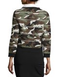 Alpha Striped Metallic Camo Jacquard Sweater, Green