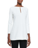 Tunic Blouse with Keyhole, Ivory