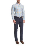Cape Plaid Long-Sleeve Sport Shirt, Light Blue