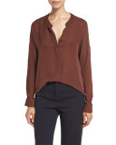 Silk Georgette Split-Neck Blouse
