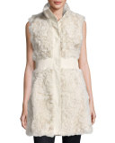 Lamb Leather-Trim Vest, White