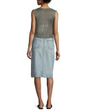 Cropped Silk Shell Tank, Thyme