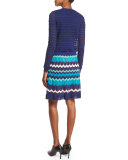 Colorblock Zigzag A-Line Skirt, Marine