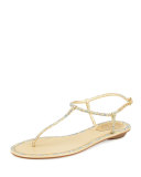 Crystallized Ankle-Wrap Flat Thong Sandal