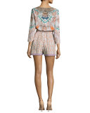 Embellished Wrap-Front Playsuit, Desert Rose