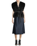 Faux-Fur Surplice Vest, Midnight Navy