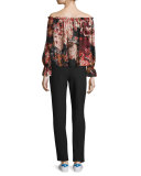 Remi Printed Silk Off-the-Shoulder Top, Multicolor