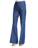 High-Waist Flare-Leg Jeans, Pale Blue